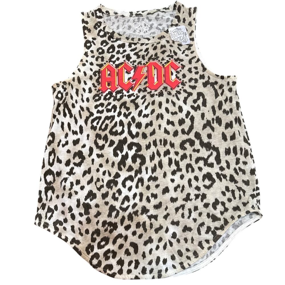 Free People × AC/DC Leopard Graphic Tank Women’s S Studded Bolt Band Tank